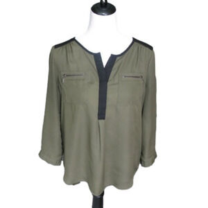 MY Michelle Army Green/Black Blouse Size Medium